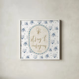 Spring Fling IX Bible Quote by Daphne Brissonnet. Shown in a crisp white glass frame for a clean and minimalist style. Available as an archival giclee rolled canvas, fine art paper, or poster print. SKU 98886a.