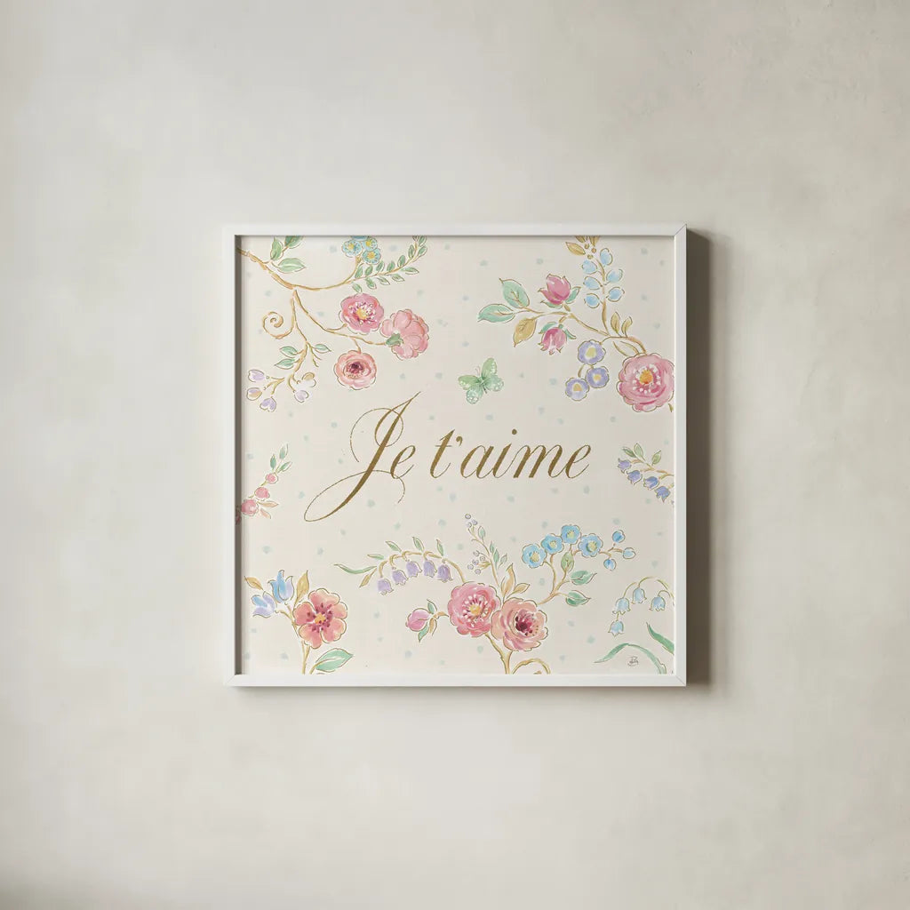 Spring Fling VII by Daphne Brissonnet. Shown in a crisp white glass frame for a clean and minimalist style. Available as an archival giclee rolled canvas, fine art paper, or poster print. SKU 69873a.