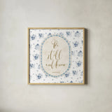 Spring Fling VIII Bible Quote by Daphne Brissonnet. Shown in a natural wood glass frame for a timeless modern aesthetic. Available as an archival giclee rolled canvas, fine art paper, or poster print. SKU 98885a.