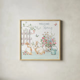 Springtime V by Daphne Brissonnet. Shown in a natural wood glass frame for a timeless modern aesthetic. Available as an archival giclee rolled canvas, fine art paper, or poster print. SKU 48559a.