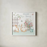 Springtime V by Daphne Brissonnet. Shown in a crisp white glass frame for a clean and minimalist style. Available as an archival giclee rolled canvas, fine art paper, or poster print. SKU 48559a.