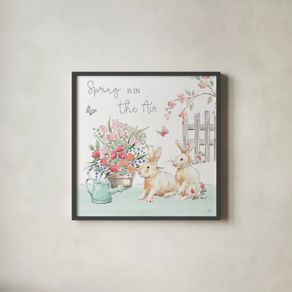 Springtime VI by Daphne Brissonnet. Shown in a sleek black glass frame for a contemporary gallery look. Available as an archival giclee rolled canvas, fine art paper, or poster print. SKU 48560a.