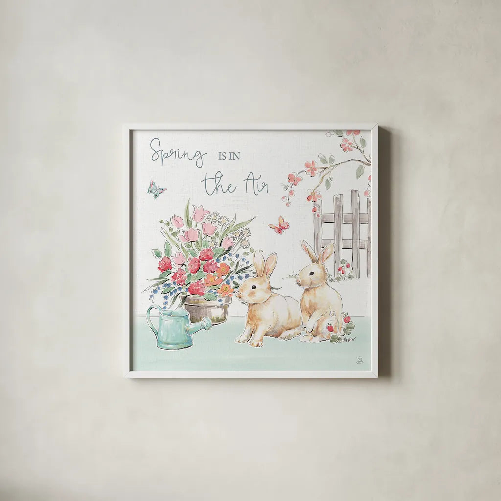 Springtime VI by Daphne Brissonnet. Shown in a crisp white glass frame for a clean and minimalist style. Available as an archival giclee rolled canvas, fine art paper, or poster print. SKU 48560a.
