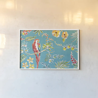 Tropical Oasis I by Daphne Brissonnet. shown as a paper print in a white frame. Available as a archival giclee rolled canvas, fine art paper, or poster print. SKU 34959i.