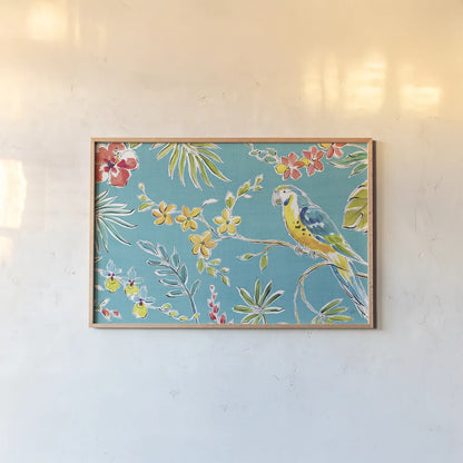 Tropical Oasis II by Daphne Brissonnet. shown as a paper print in a natural frame. Available as a archival giclee rolled canvas, fine art paper, or poster print. SKU 34960i.