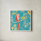 Tropical Oasis III by Daphne Brissonnet. Shown in a crisp white glass frame for a clean and minimalist style. Available as an archival giclee rolled canvas, fine art paper, or poster print. SKU 34961a.