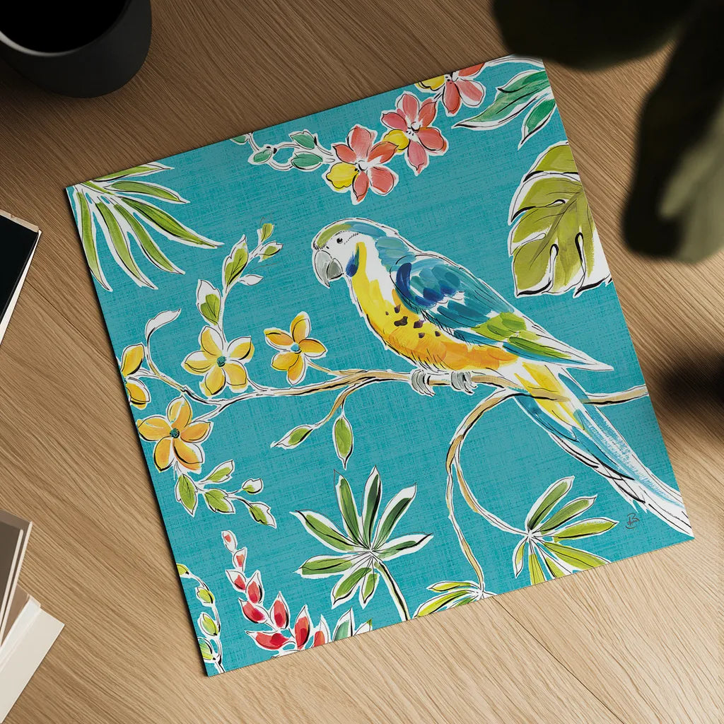 Tropical Oasis IV by Daphne Brissonnet. Shown as a detailed flat fine art print, highlighting archival giclee quality. Available as an archival giclee rolled canvas, fine art paper, or poster print. SKU 34962a.