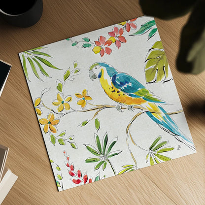 Tropical Oasis IV White by Daphne Brissonnet. Shown as a detailed flat fine art print, highlighting archival giclee quality. Available as an archival giclee rolled canvas, fine art paper, or poster print. SKU 34971a.