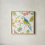 Tropical Oasis IV White by Daphne Brissonnet. Shown in a natural wood glass frame for a timeless modern aesthetic. Available as an archival giclee rolled canvas, fine art paper, or poster print. SKU 34971a.