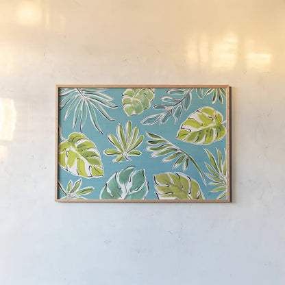 Tropical Oasis IX by Daphne Brissonnet. shown as a paper print in a natural frame. Available as a archival giclee rolled canvas, fine art paper, or poster print. SKU 34967i.