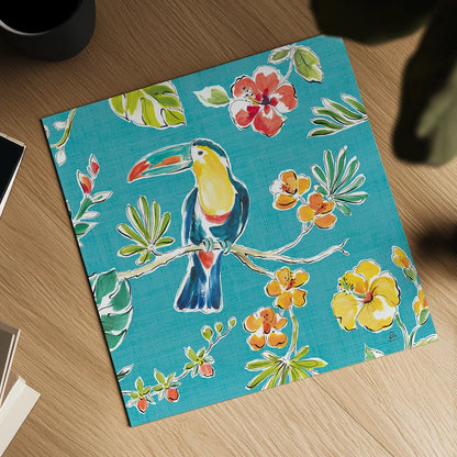 Tropical Oasis V by Daphne Brissonnet. Shown as a detailed flat fine art print, highlighting archival giclee quality. Available as an archival giclee rolled canvas, fine art paper, or poster print. SKU 34963a.