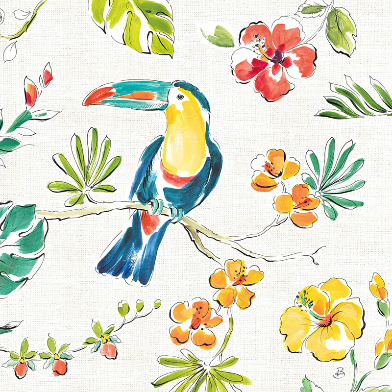 Tropical Oasis V White by Daphne Brissonnet. SKU 34972a. Archival Giclee Fine art print for wall decor.