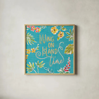 Tropical Oasis VI by Daphne Brissonnet. Shown in a natural wood glass frame for a timeless modern aesthetic. Available as an archival giclee rolled canvas, fine art paper, or poster print. SKU 34964a.