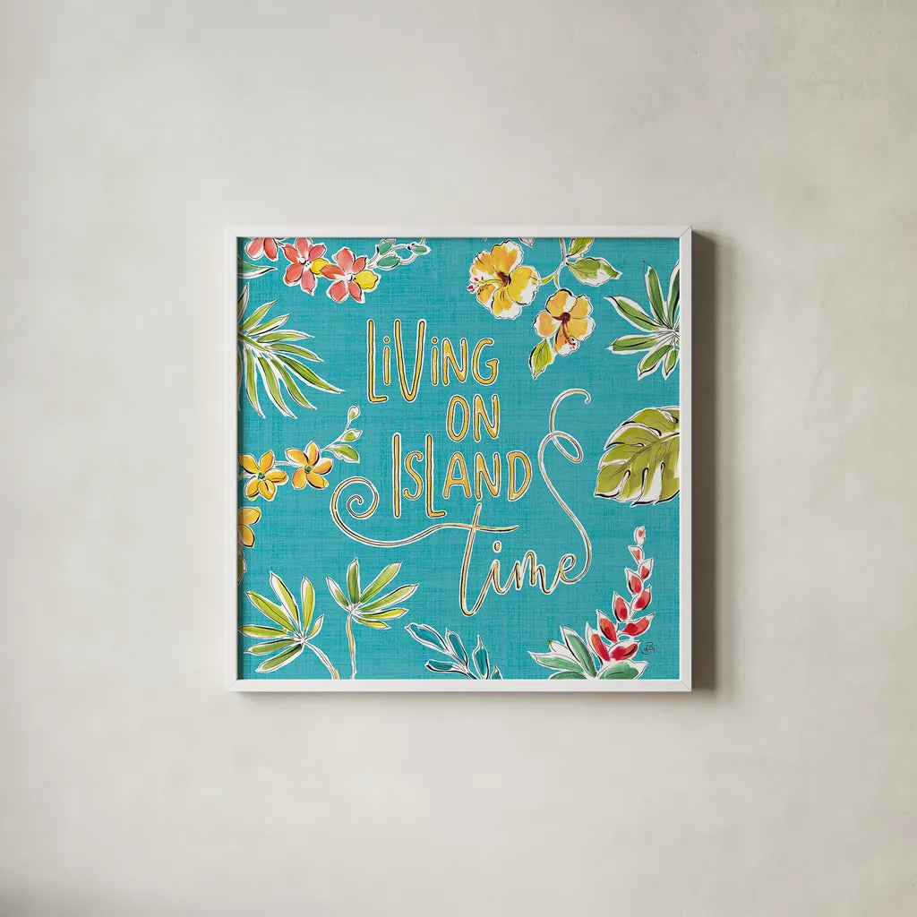 Tropical Oasis VI by Daphne Brissonnet. Shown in a crisp white glass frame for a clean and minimalist style. Available as an archival giclee rolled canvas, fine art paper, or poster print. SKU 34964a.