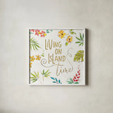 Tropical Oasis VI White by Daphne Brissonnet. Shown in a crisp white glass frame for a clean and minimalist style. Available as an archival giclee rolled canvas, fine art paper, or poster print. SKU 34973a.