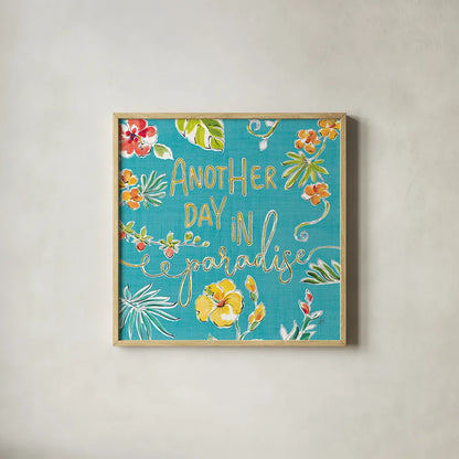 Tropical Oasis VII by Daphne Brissonnet. Shown in a natural wood glass frame for a timeless modern aesthetic. Available as an archival giclee rolled canvas, fine art paper, or poster print. SKU 34965a.