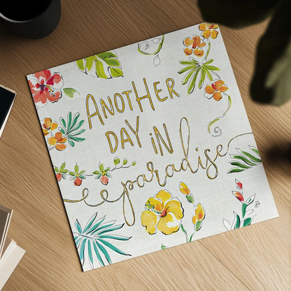 Tropical Oasis VII White by Daphne Brissonnet. Shown as a detailed flat fine art print, highlighting archival giclee quality. Available as an archival giclee rolled canvas, fine art paper, or poster print. SKU 34974a.