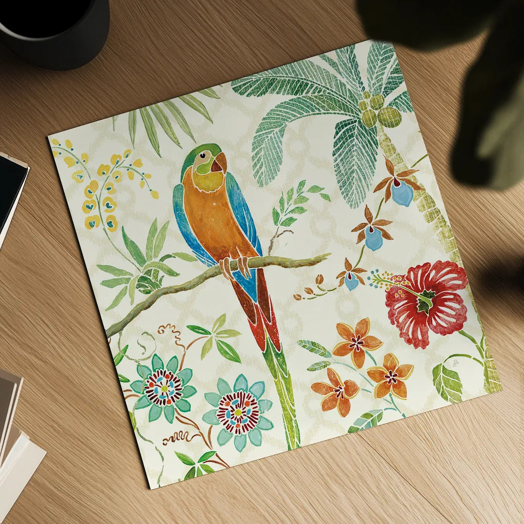 Tropical Paradise IV by Daphne Brissonnet. Shown as a detailed flat fine art print, highlighting archival giclee quality. Available as an archival giclee rolled canvas, fine art paper, or poster print. SKU 10925a.