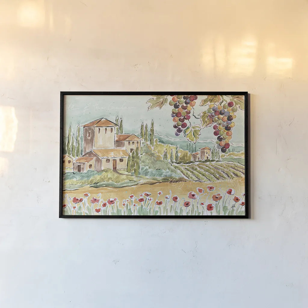 Tuscan Breeze I by Daphne Brissonnet. shown as a paper print in a black flame. Available as a archival giclee rolled canvas, fine art paper, or poster print. SKU 37478i.