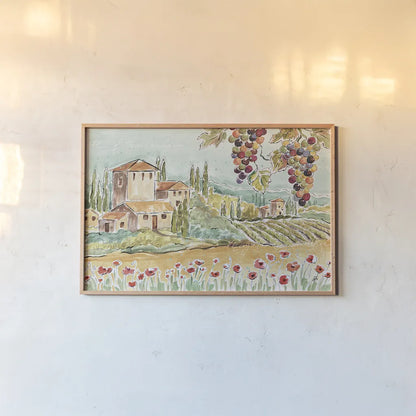 Tuscan Breeze I by Daphne Brissonnet. shown as a paper print in a natural frame. Available as a archival giclee rolled canvas, fine art paper, or poster print. SKU 37478i.
