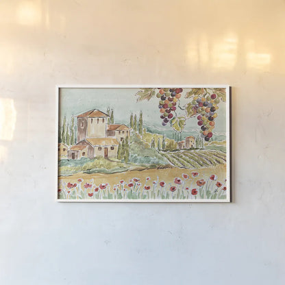 Tuscan Breeze I by Daphne Brissonnet. shown as a paper print in a white frame. Available as a archival giclee rolled canvas, fine art paper, or poster print. SKU 37478i.
