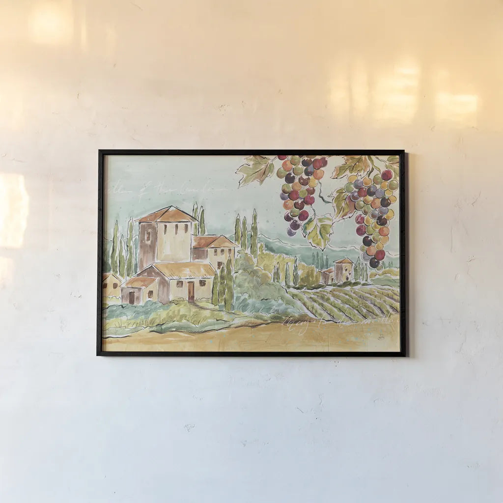 Tuscan Breeze I No Poppies by Daphne Brissonnet. shown as a paper print in a black flame. Available as a archival giclee rolled canvas, fine art paper, or poster print. SKU 37967i.