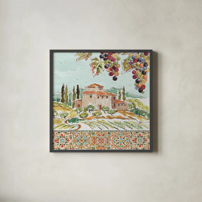 Tuscan Breeze II by Daphne Brissonnet. Shown in a sleek black glass frame for a contemporary gallery look. Available as an archival giclee rolled canvas, fine art paper, or poster print. SKU 37479a.