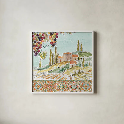 Tuscan Breeze III by Daphne Brissonnet. Shown in a crisp white glass frame for a clean and minimalist style. Available as an archival giclee rolled canvas, fine art paper, or poster print. SKU 37480a.