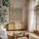 Tuscan Breeze VI by Daphne Brissonnet. Shown in a natural wood frame in a cozy modern living room. Available as an archival giclee rolled canvas, fine art paper, or poster print. SKU 37483a.