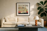 Tuscan Flavor III by Daphne Brissonnet. Displayed in a glass frame with matte in a clean modern living room. Available as an archival giclee rolled canvas, fine art paper, or poster print. SKU 44009a.