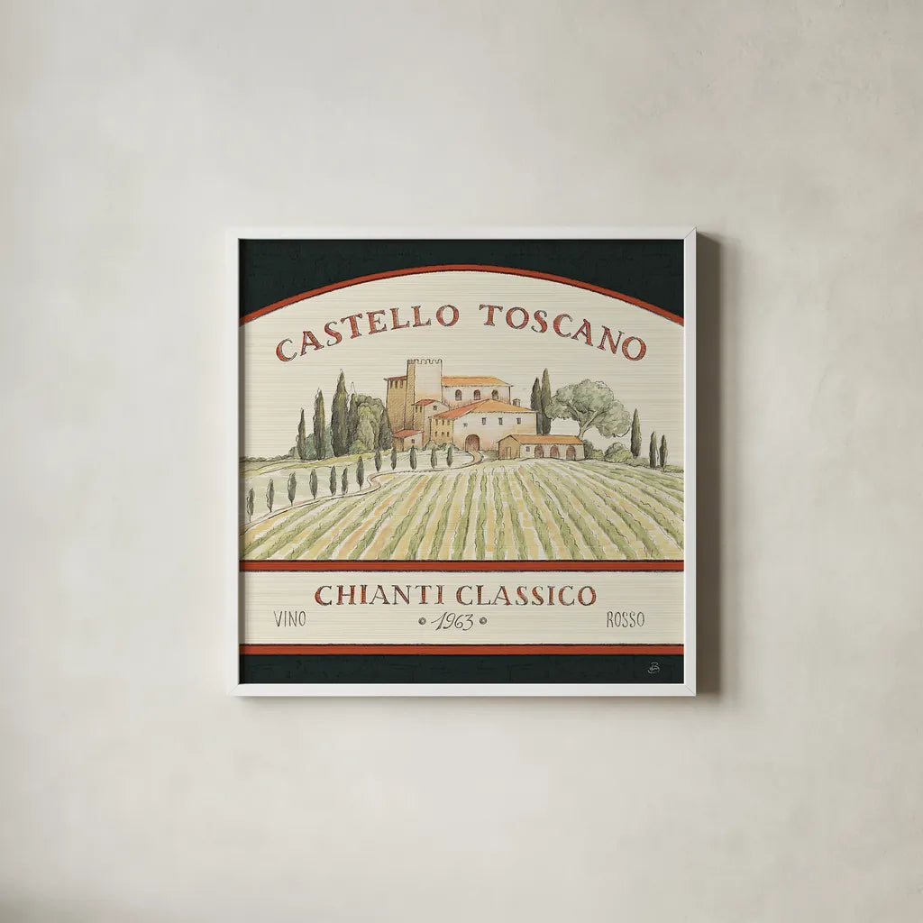 Tuscan Flavor IV by Daphne Brissonnet. Shown in a crisp white glass frame for a clean and minimalist style. Available as an archival giclee rolled canvas, fine art paper, or poster print. SKU 44010a.