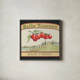 Tuscan Flavor V by Daphne Brissonnet. Shown in a sleek black glass frame for a contemporary gallery look. Available as an archival giclee rolled canvas, fine art paper, or poster print. SKU 44011a.