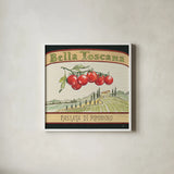 Tuscan Flavor V by Daphne Brissonnet. Shown in a crisp white glass frame for a clean and minimalist style. Available as an archival giclee rolled canvas, fine art paper, or poster print. SKU 44011a.