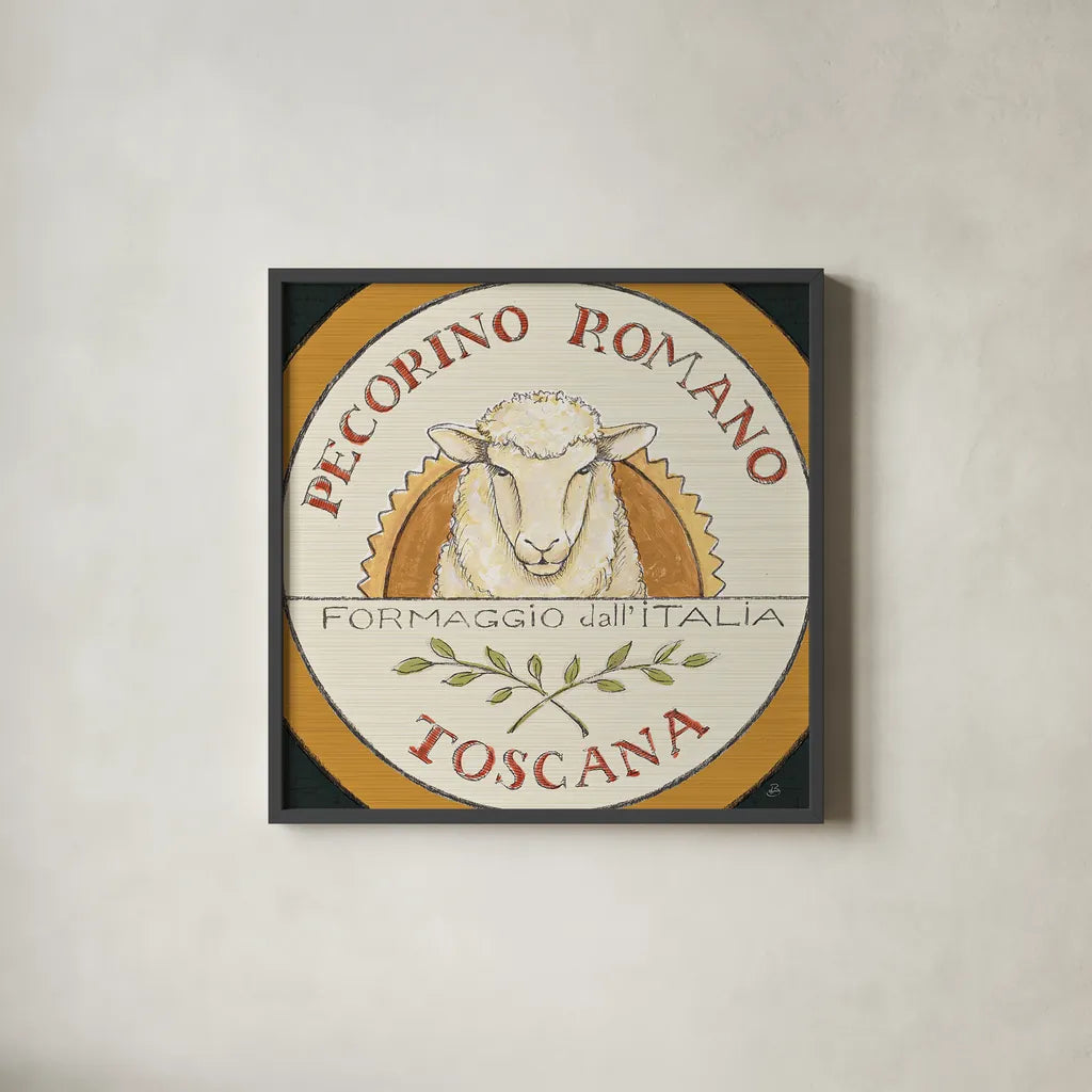 Tuscan Flavor VII by Daphne Brissonnet. Shown in a sleek black glass frame for a contemporary gallery look. Available as an archival giclee rolled canvas, fine art paper, or poster print. SKU 44013a.