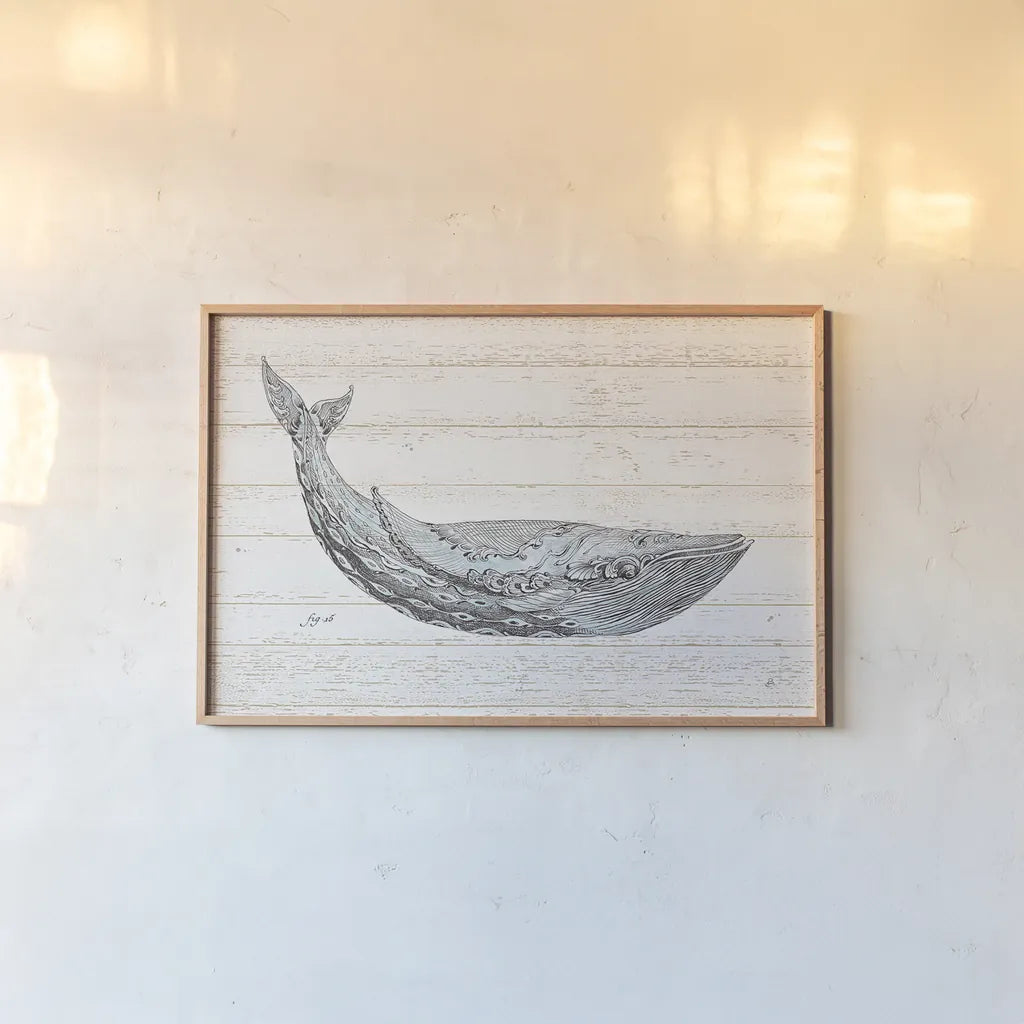 Underwater Life I Blue by Daphne Brissonnet. shown as a paper print in a natural frame. Available as a archival giclee rolled canvas, fine art paper, or poster print. SKU 36810i.