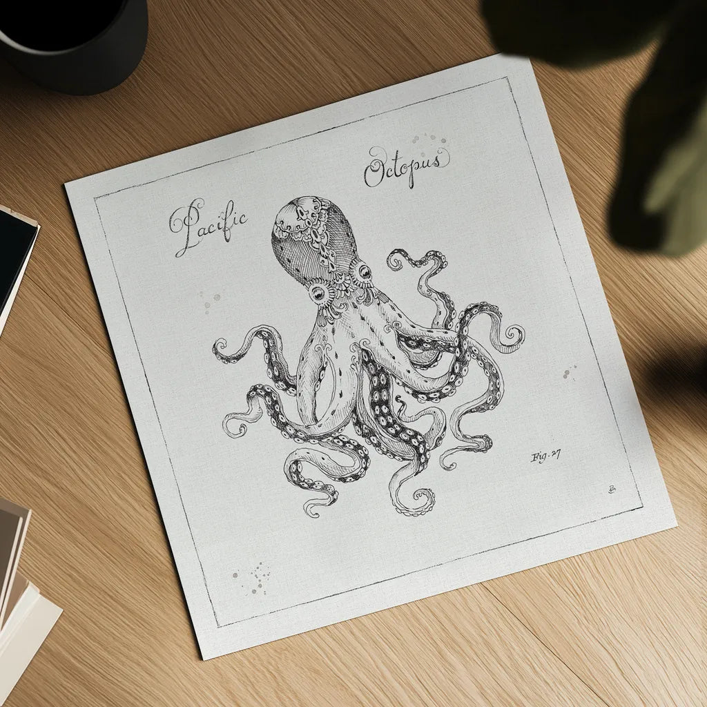 Underwater Life II by Daphne Brissonnet. Shown as a detailed flat fine art print, highlighting archival giclee quality. Available as an archival giclee rolled canvas, fine art paper, or poster print. SKU 33458a.