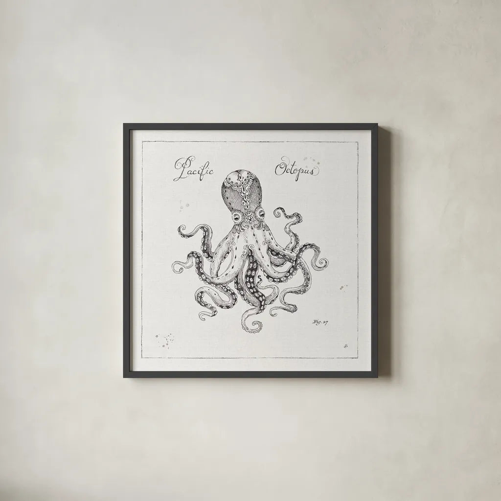 Underwater Life II by Daphne Brissonnet. Shown in a sleek black glass frame for a contemporary gallery look. Available as an archival giclee rolled canvas, fine art paper, or poster print. SKU 33458a.