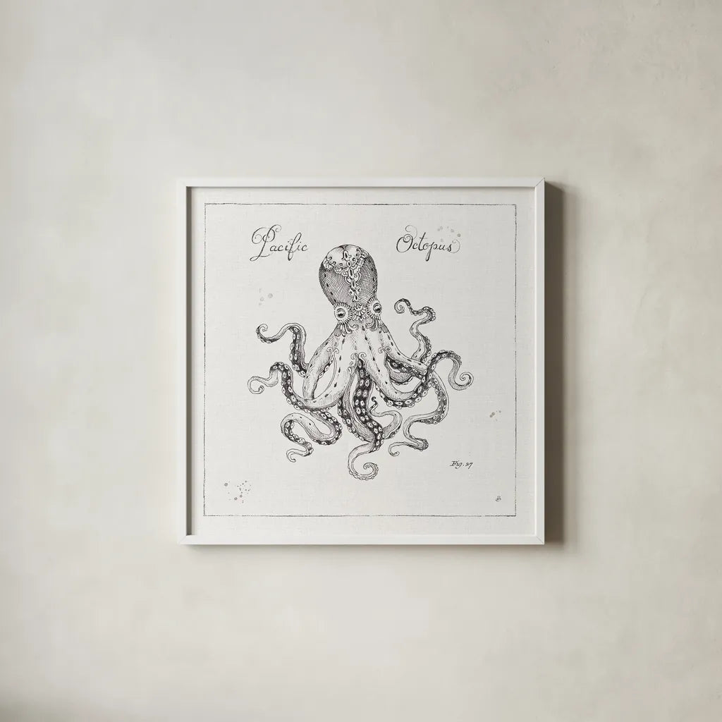 Underwater Life II by Daphne Brissonnet. Shown in a crisp white glass frame for a clean and minimalist style. Available as an archival giclee rolled canvas, fine art paper, or poster print. SKU 33458a.