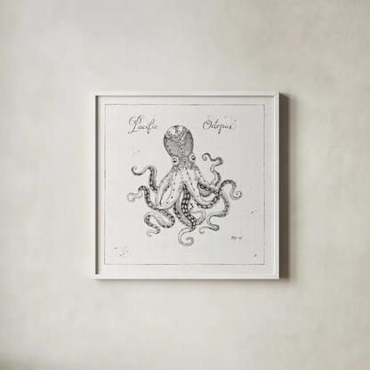 Underwater Life II by Daphne Brissonnet. Shown in a crisp white glass frame for a clean and minimalist style. Available as an archival giclee rolled canvas, fine art paper, or poster print. SKU 33458a.