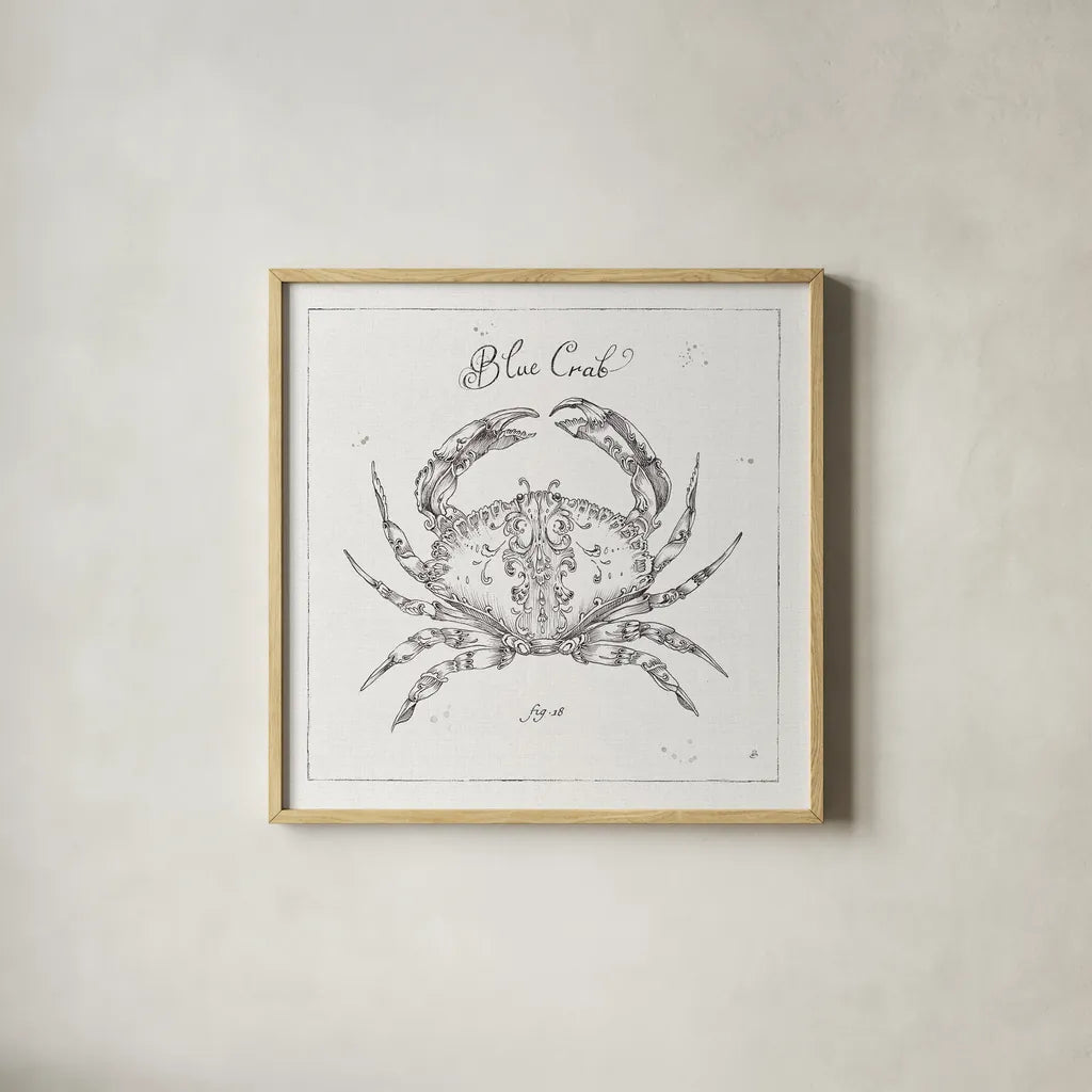 Underwater Life IV by Daphne Brissonnet. Shown in a natural wood glass frame for a timeless modern aesthetic. Available as an archival giclee rolled canvas, fine art paper, or poster print. SKU 33460a.