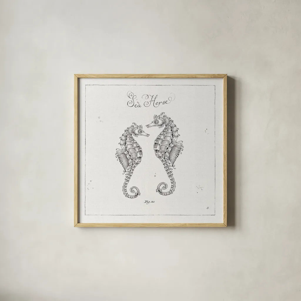 Underwater Life V by Daphne Brissonnet. Shown in a natural wood glass frame for a timeless modern aesthetic. Available as an archival giclee rolled canvas, fine art paper, or poster print. SKU 33461a.