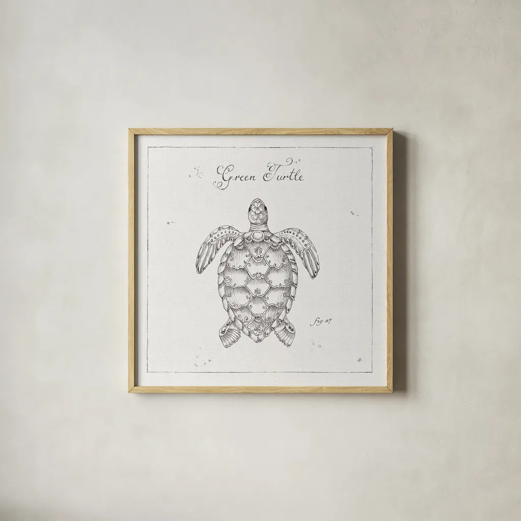 Underwater Life VIII by Daphne Brissonnet. Shown in a natural wood glass frame for a timeless modern aesthetic. Available as an archival giclee rolled canvas, fine art paper, or poster print. SKU 33464a.