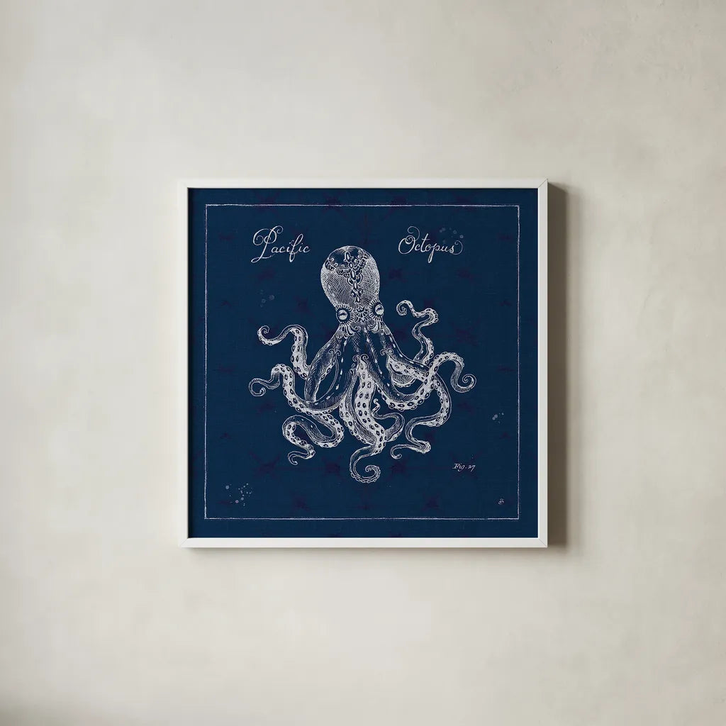 Underwater Life X by Daphne Brissonnet. Shown in a crisp white glass frame for a clean and minimalist style. Available as an archival giclee rolled canvas, fine art paper, or poster print. SKU 33466a.