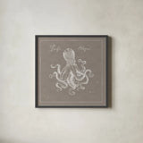 Underwater Life X Greige by Daphne Brissonnet. Shown in a sleek black glass frame for a contemporary gallery look. Available as an archival giclee rolled canvas, fine art paper, or poster print. SKU 33474a.