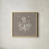 Underwater Life X Greige by Daphne Brissonnet. Shown in a natural wood glass frame for a timeless modern aesthetic. Available as an archival giclee rolled canvas, fine art paper, or poster print. SKU 33474a.