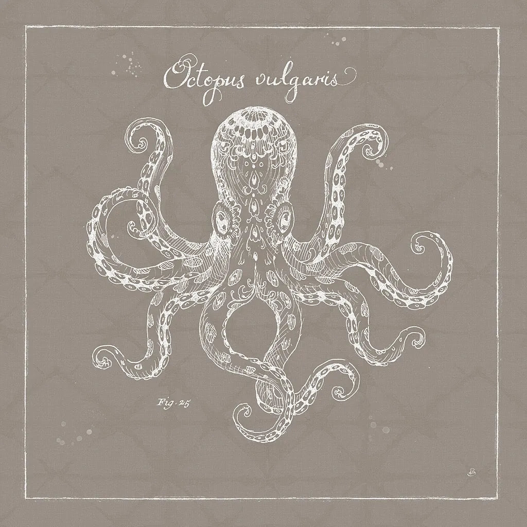 Underwater Life XI Greige by Daphne Brissonnet. SKU 33475a. Archival Giclee Fine art print for wall decor.