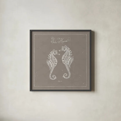 Underwater Life XIII Greige by Daphne Brissonnet. Shown in a sleek black glass frame for a contemporary gallery look. Available as an archival giclee rolled canvas, fine art paper, or poster print. SKU 33477a.