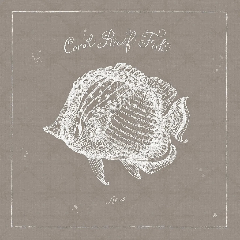 Underwater Life XIV Greige by Daphne Brissonnet. SKU 33478a. Archival Giclee Fine art print for wall decor.