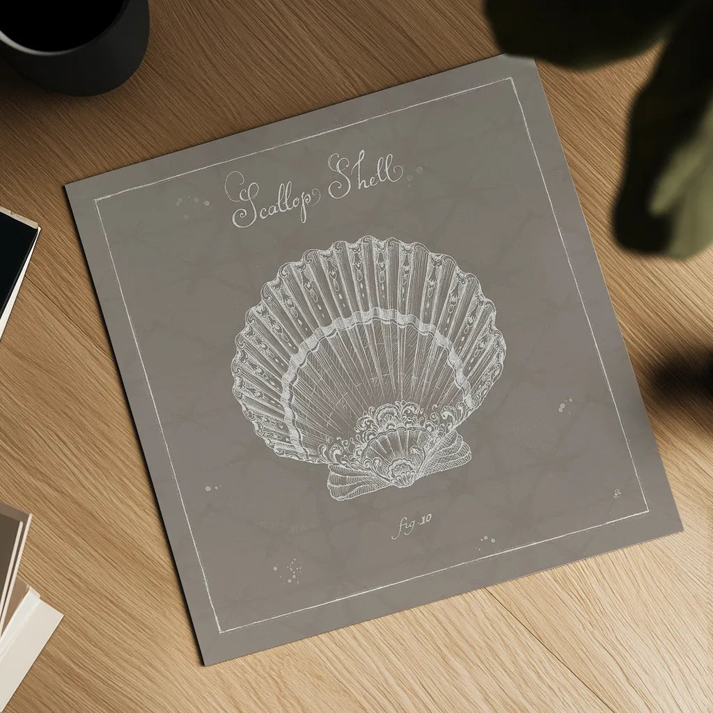 Underwater Life XV Greige by Daphne Brissonnet. Shown as a detailed flat fine art print, highlighting archival giclee quality. Available as an archival giclee rolled canvas, fine art paper, or poster print. SKU 33479a.