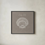 Underwater Life XV Greige by Daphne Brissonnet. Shown in a sleek black glass frame for a contemporary gallery look. Available as an archival giclee rolled canvas, fine art paper, or poster print. SKU 33479a.